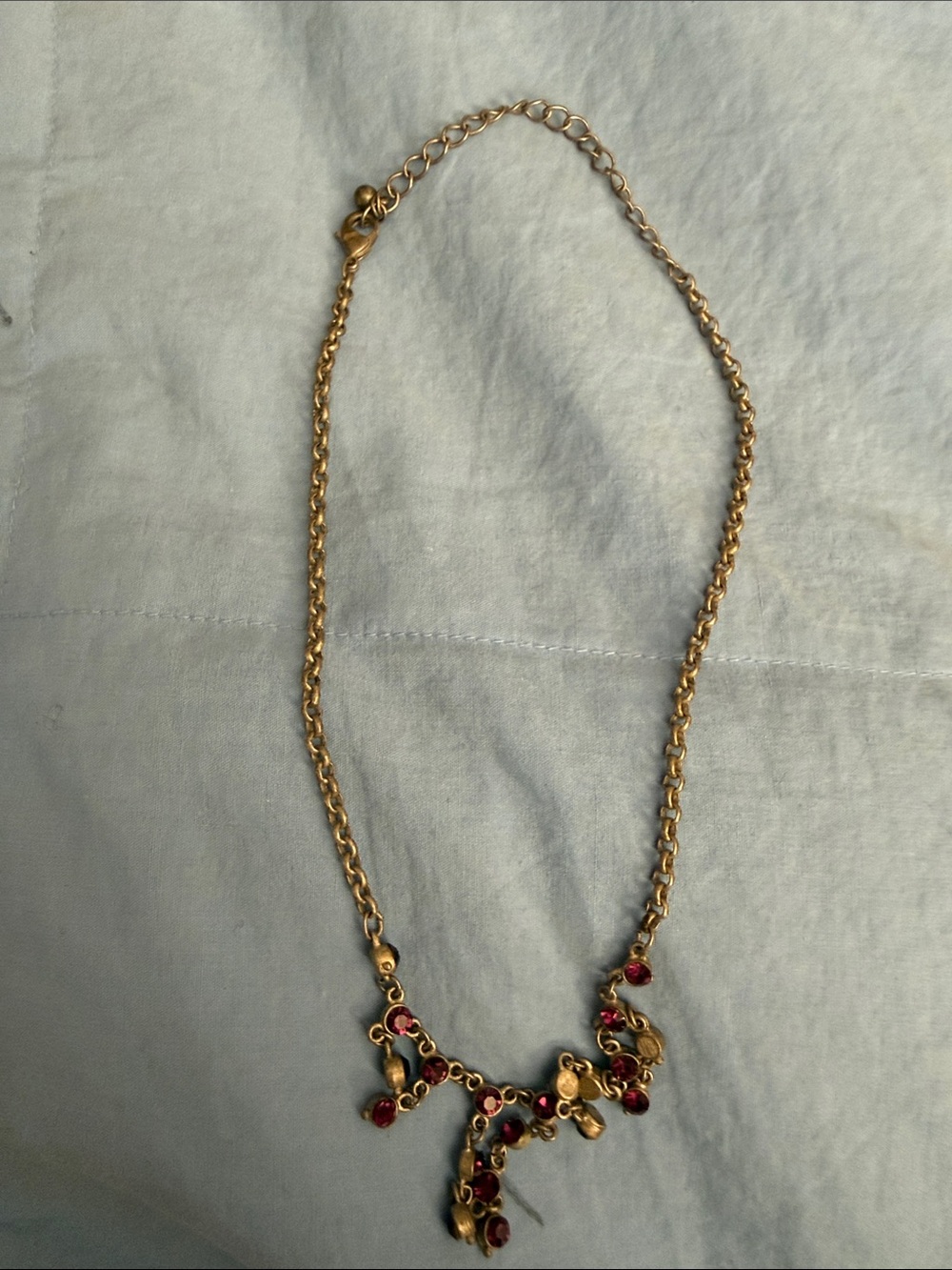 Gold-Tone Red Gem Accent Necklace - Women Jewelry